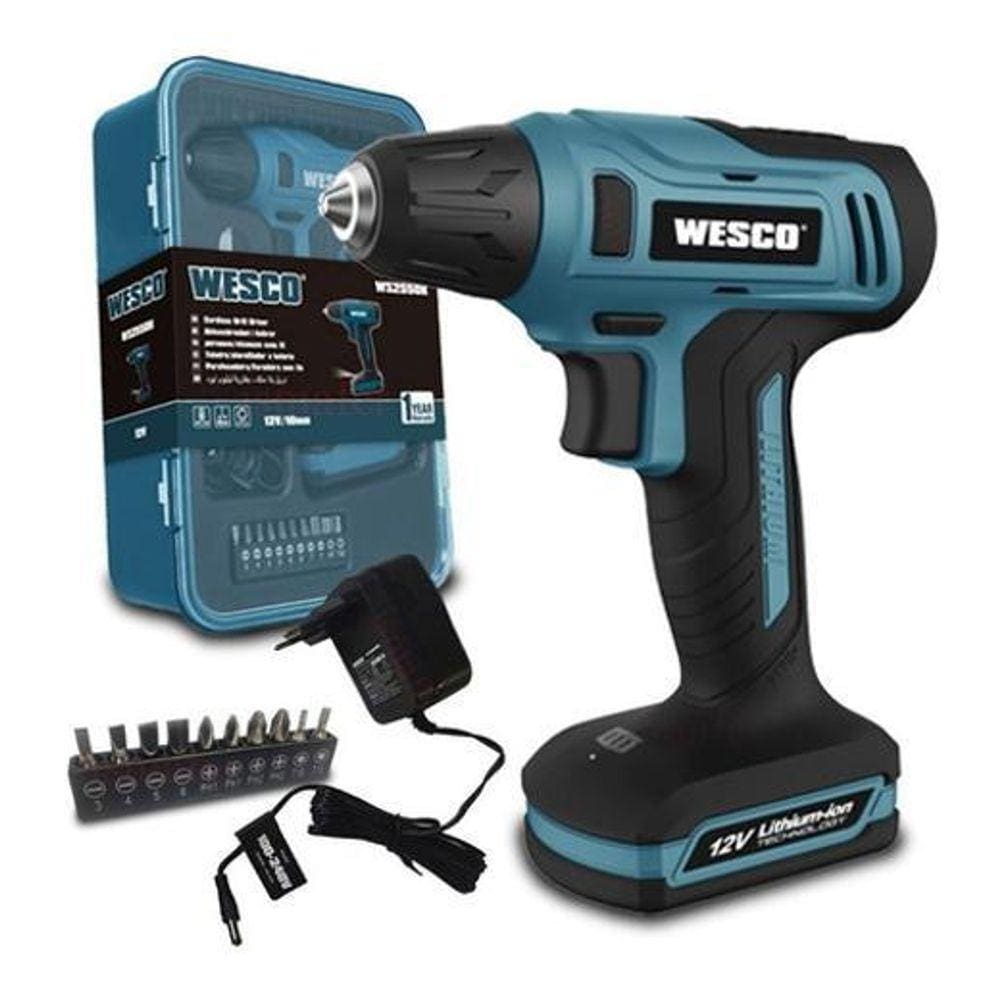 Furadeira E Parafusadeira Sem Fio - Wesco - Azul - 110V/220V