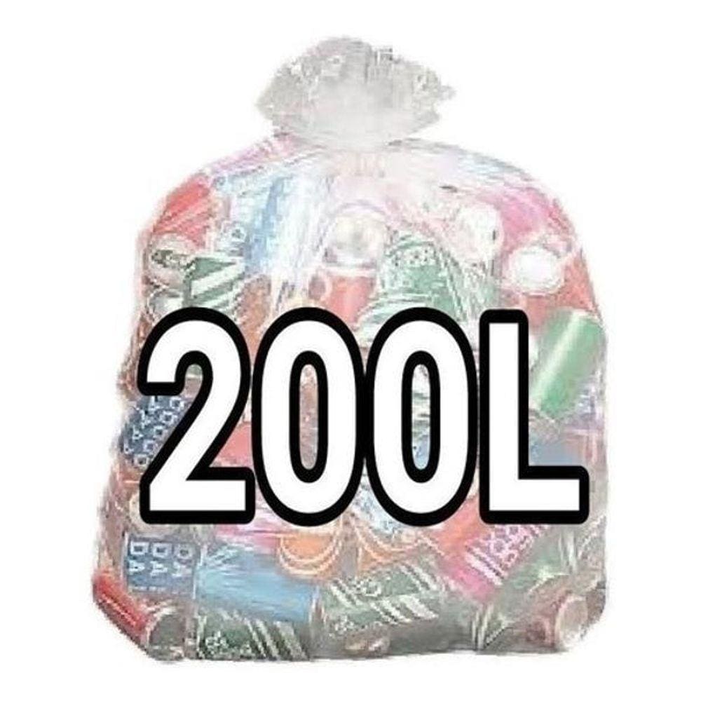 Kit 4 Sacos Lixo Transparente 200L Reforçado 400 Unidades