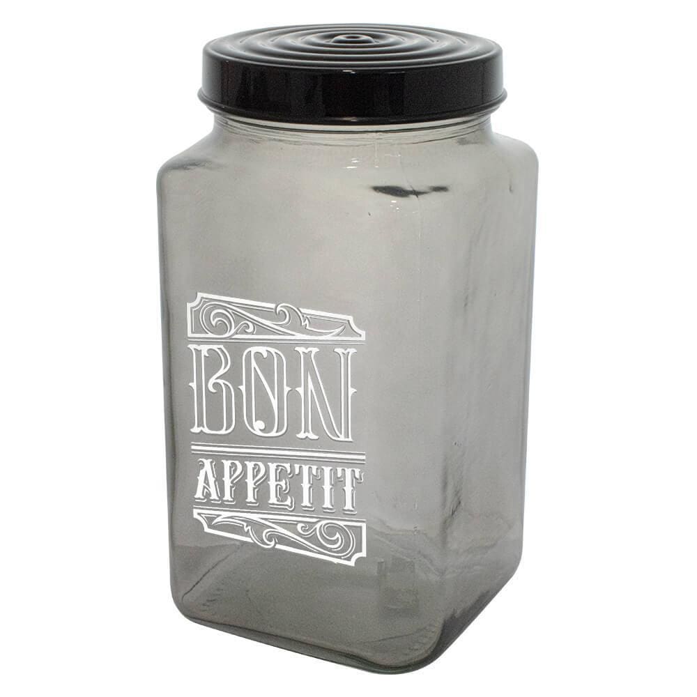 Pote Vidro Tampa Bon Appetit Preto 2 Litros Casambiente
