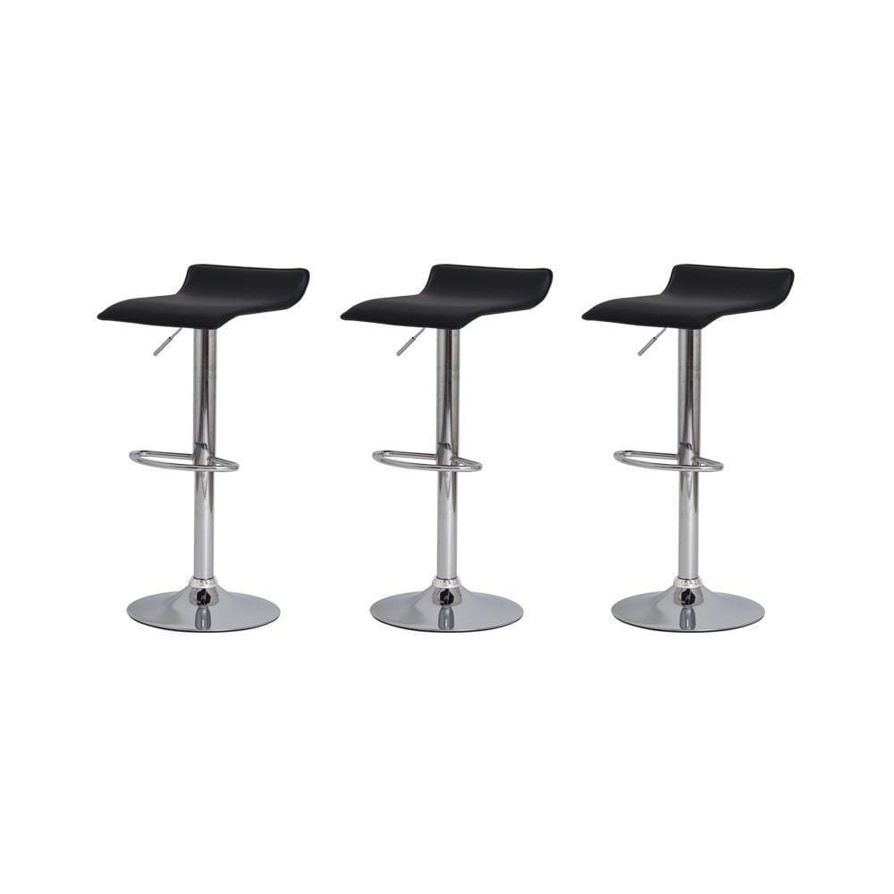 Kit 3 Banquetas Tóquio Belo Horizonte Preta Base Giratória A