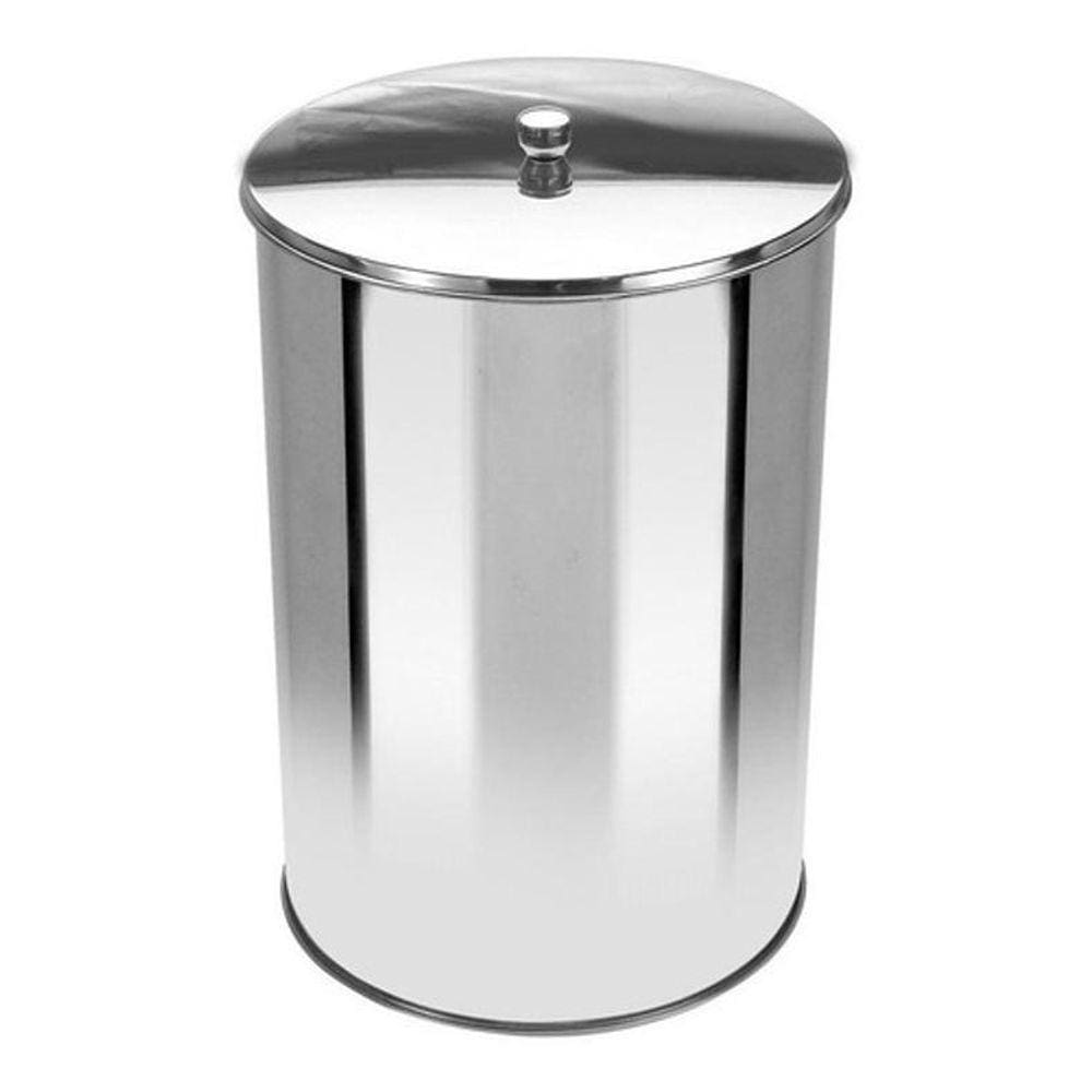 Lixeira Office Redonda Com Tampa Em Aço Inox 10 Litros