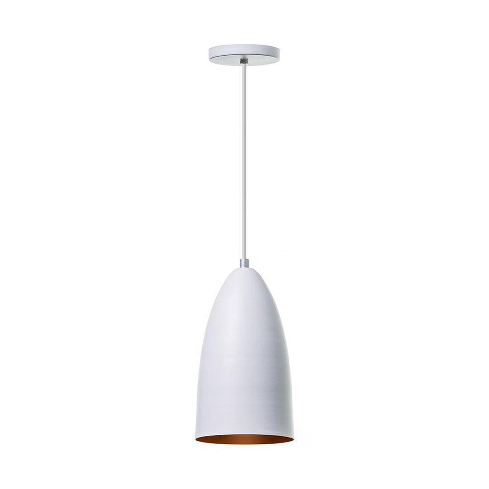 Lustre Pendente Bala Alumínio M Branco 22Cm