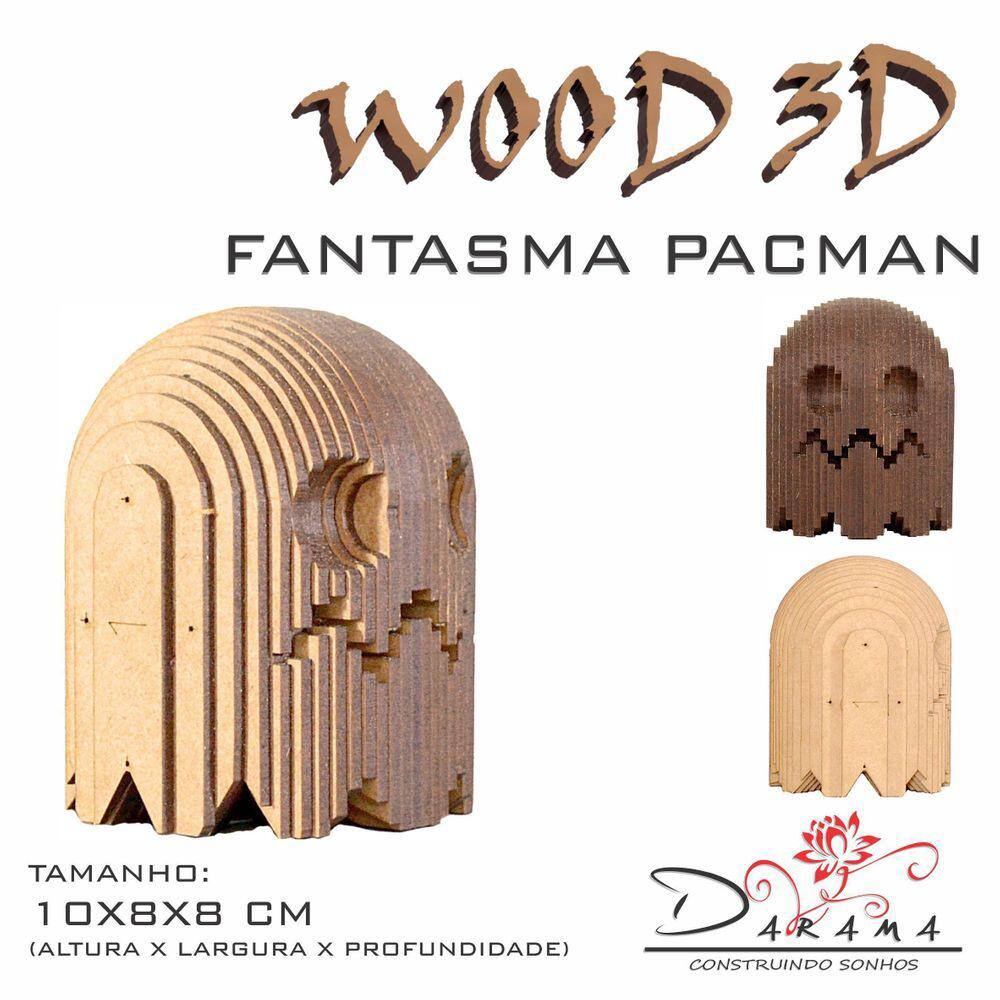 Cabeça 3D Fantasma Pacman Ghost Decoração Ornamento Enfeite