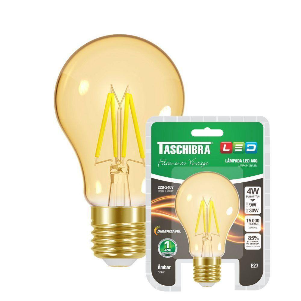 Lâmpada Led Filamento A60 E27 Dimerizavel Taschibra 220v