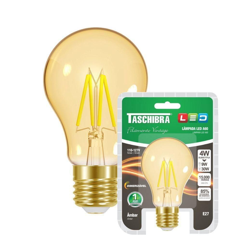 Lâmpada Led Filamento A60 E27 Dimerizavel Taschibra 110v