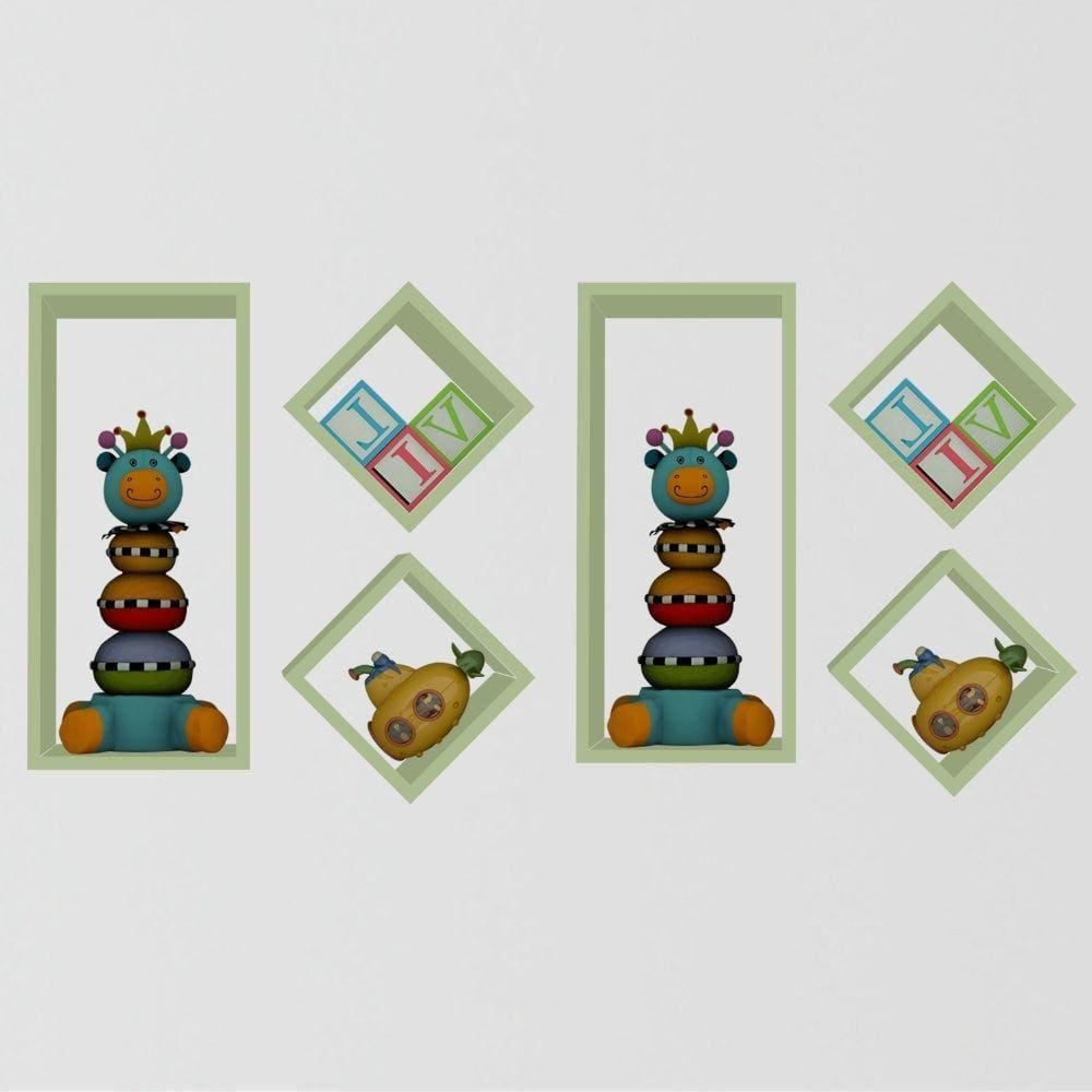 Nicho Kit C/ 6 Peças Organização E Decoração Quarto, Cozinha, Sala, Banheiro, Escritório Liz Fatutto Verde