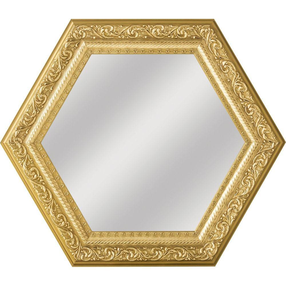 Espelho Sextavado 65x75cm RT03 BW Quadros Dourado