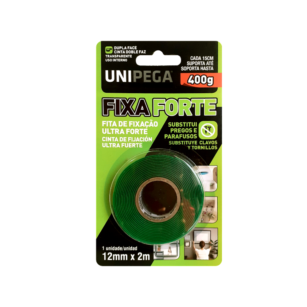 Fita Dupla Face Fixa Forte 12MM X 2M - Unipega