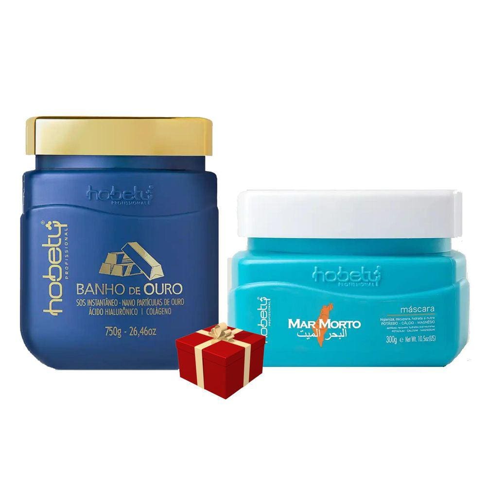 Hobety Máscara Banho De Ouro 750G + Máscara Mar Morto 300G