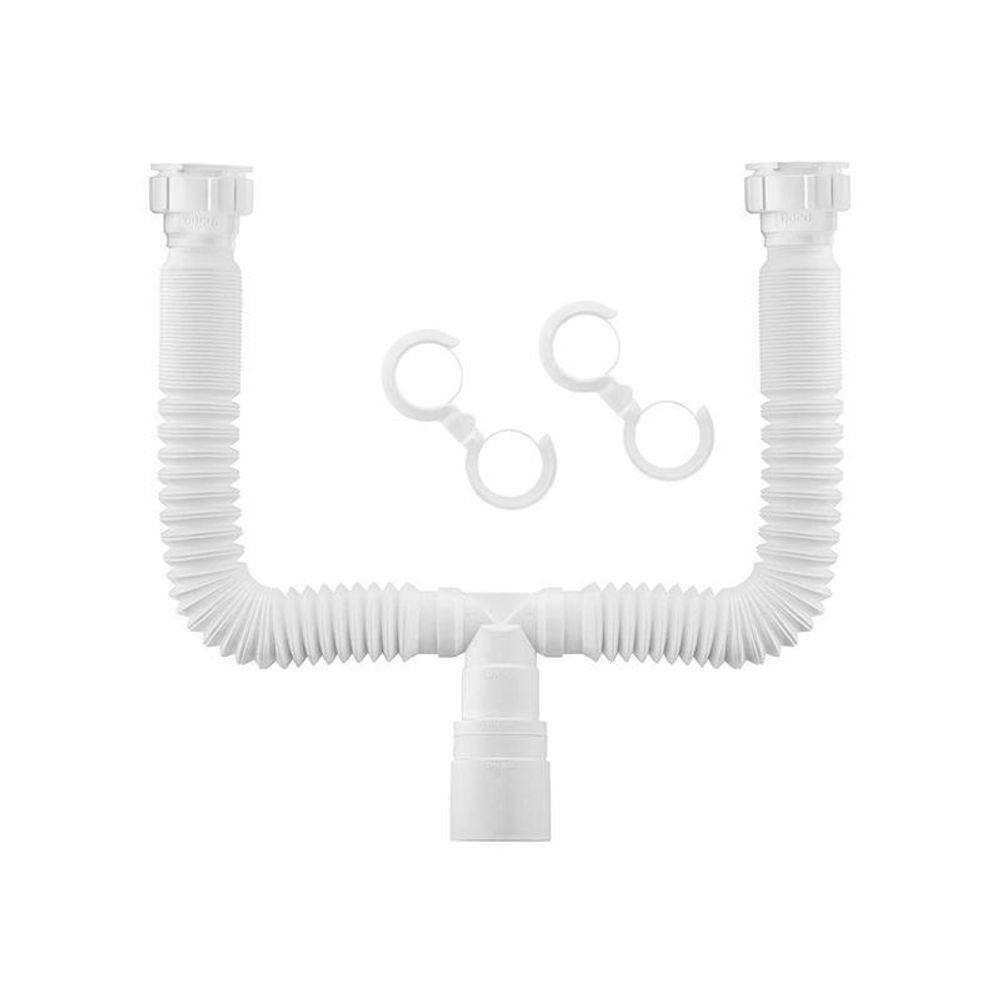 Sifão Duplo Sanfonado Extensível Docol 1231826 72Cm Branco U