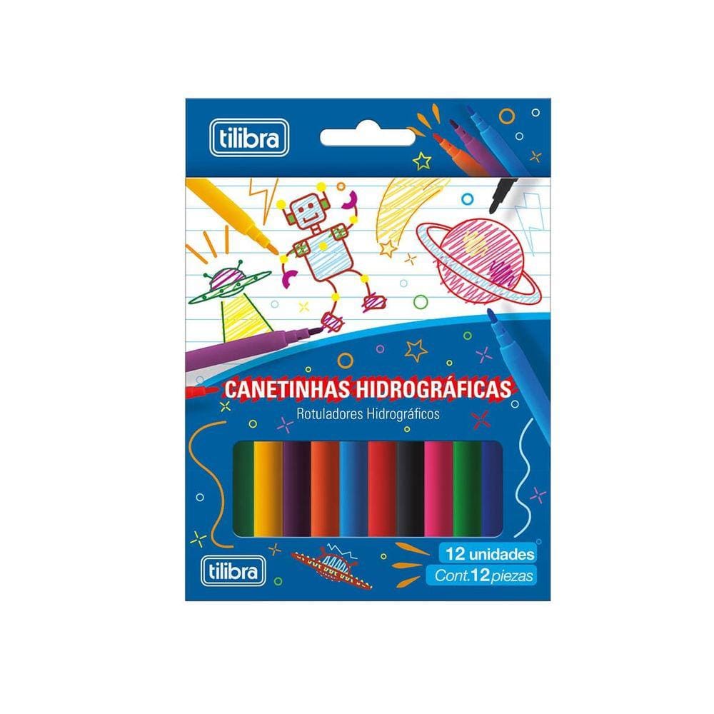 Canetinha Escolar Hidrográfica Rotulador Blister Tilibra