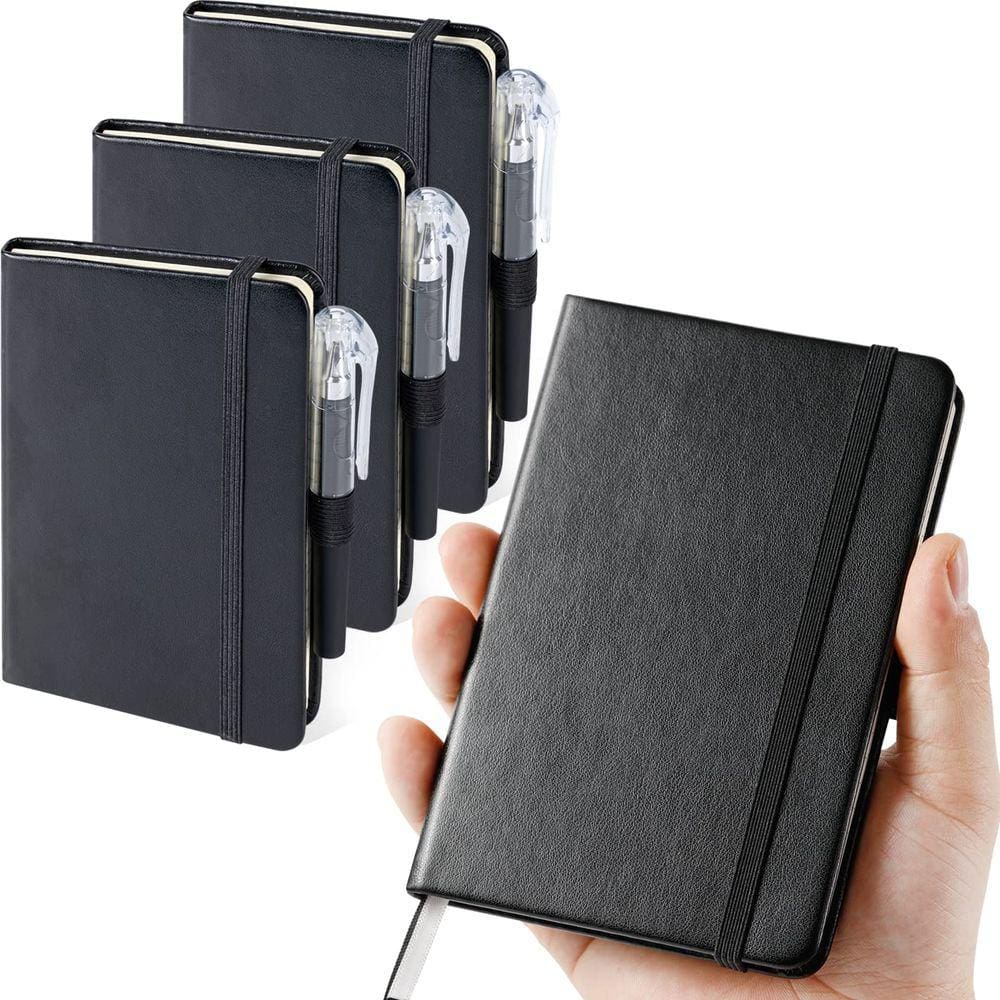 (3 Pacotes) Diário de Caderno de Bolso, Mini Cadernos Pequenos de Capa Dura com Canetas para o Trabalho, 3,7\" x 5,7\" A6 Notebook College Gov