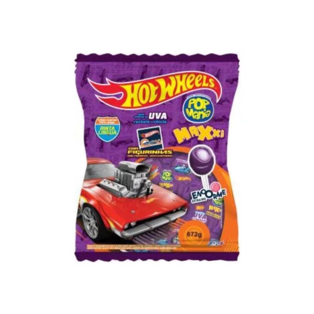 Pirulito Pop Mania Hot Wheels Uva 672g