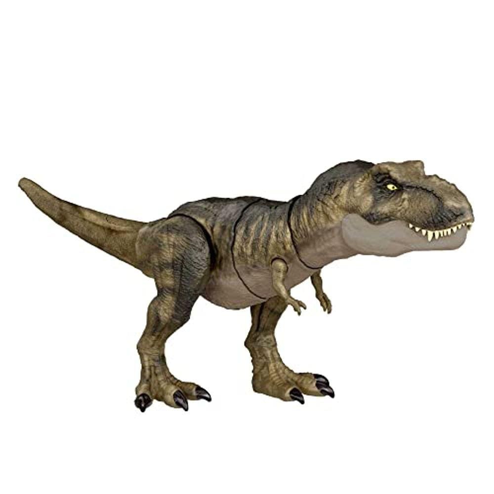 Boneco de ação Jurassic World Dominion Thrash `N Devour Tyrannosaurus Rex Dinosaur, 21 pol. De comprimento com som, ações de mastigar e bater, present