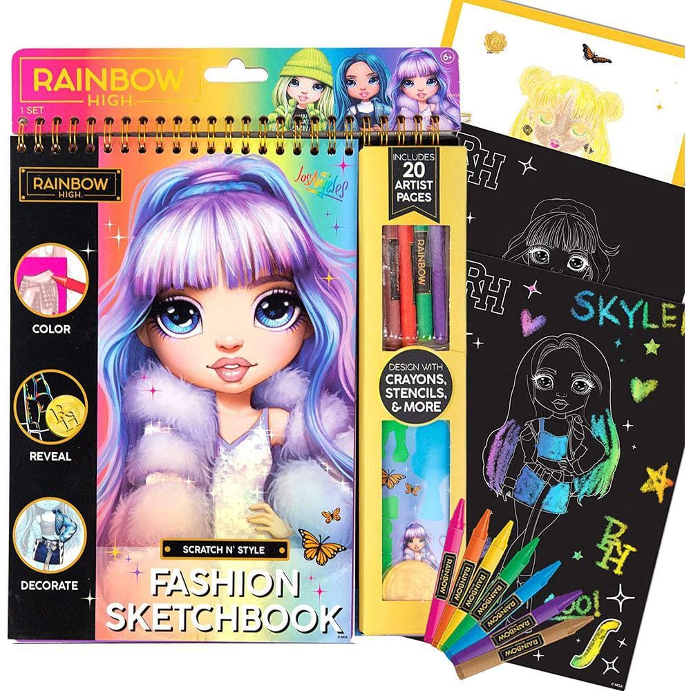 Caderno de desenho de moda Scratch & Style com estênceis