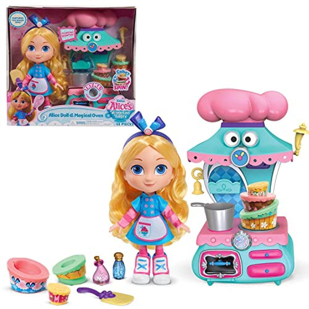 Disney Junior Alice`s Wonderland Bakery 10 Inch Alice & Magic Oven Playset com Boneca e Acessórios, Brinquedos Infantis para Idades 3 Up