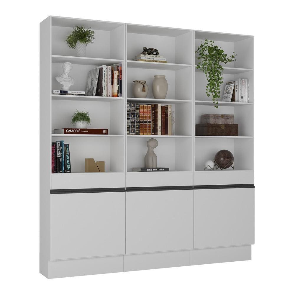 Armário/estante Escritório 3 Portas Multimóveis Mp7001 Branco/preto Branco/preto