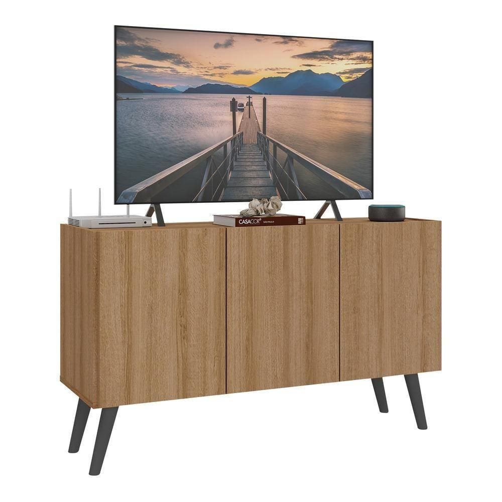 Rack Retrô Para Tv Até 32 Polegadas Com Mp1067 Rustic preto