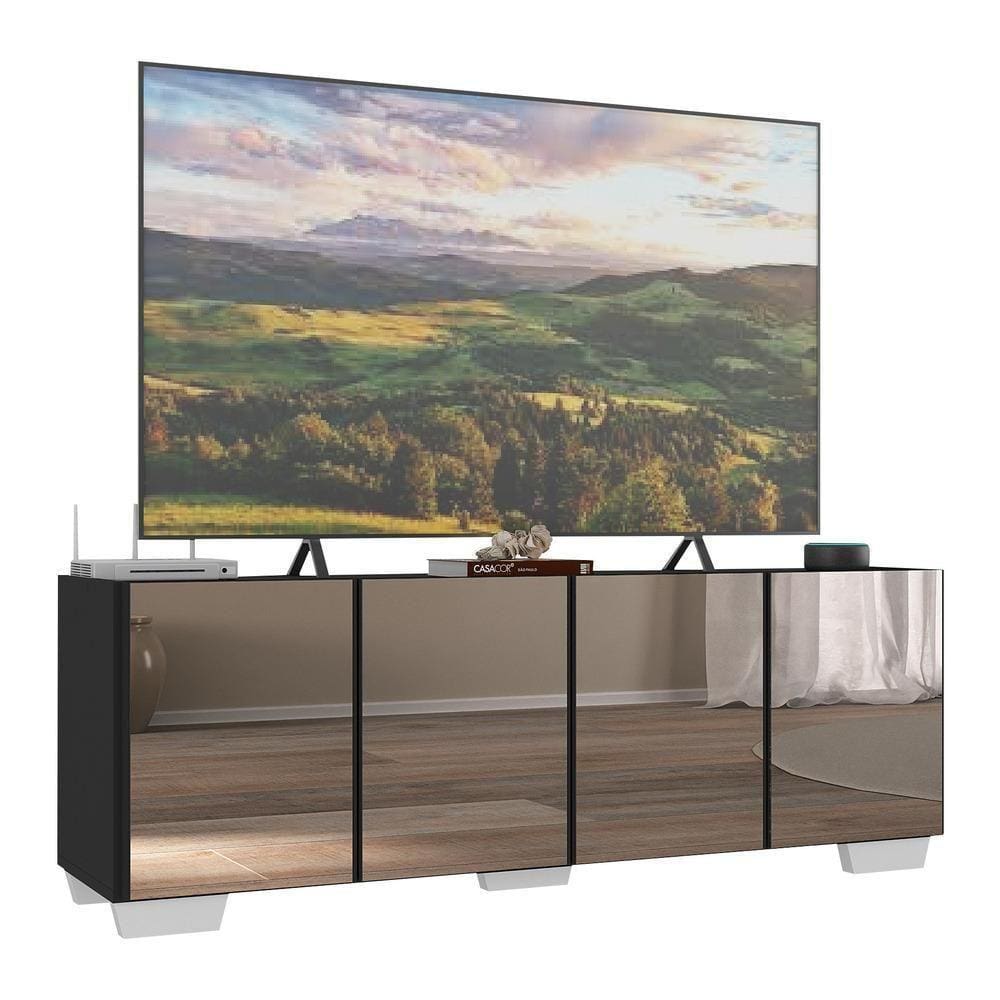 Rack Tv Até 50 Polegadas Com Espelhos Mp1083 Preto branco