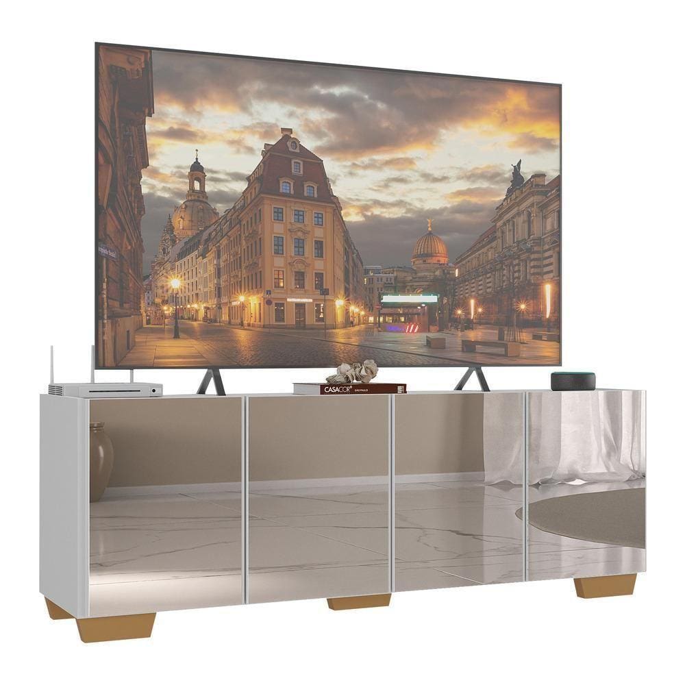 Rack Tv Até 50 Polegadas Com Espelhos Mp1083 Branco natural