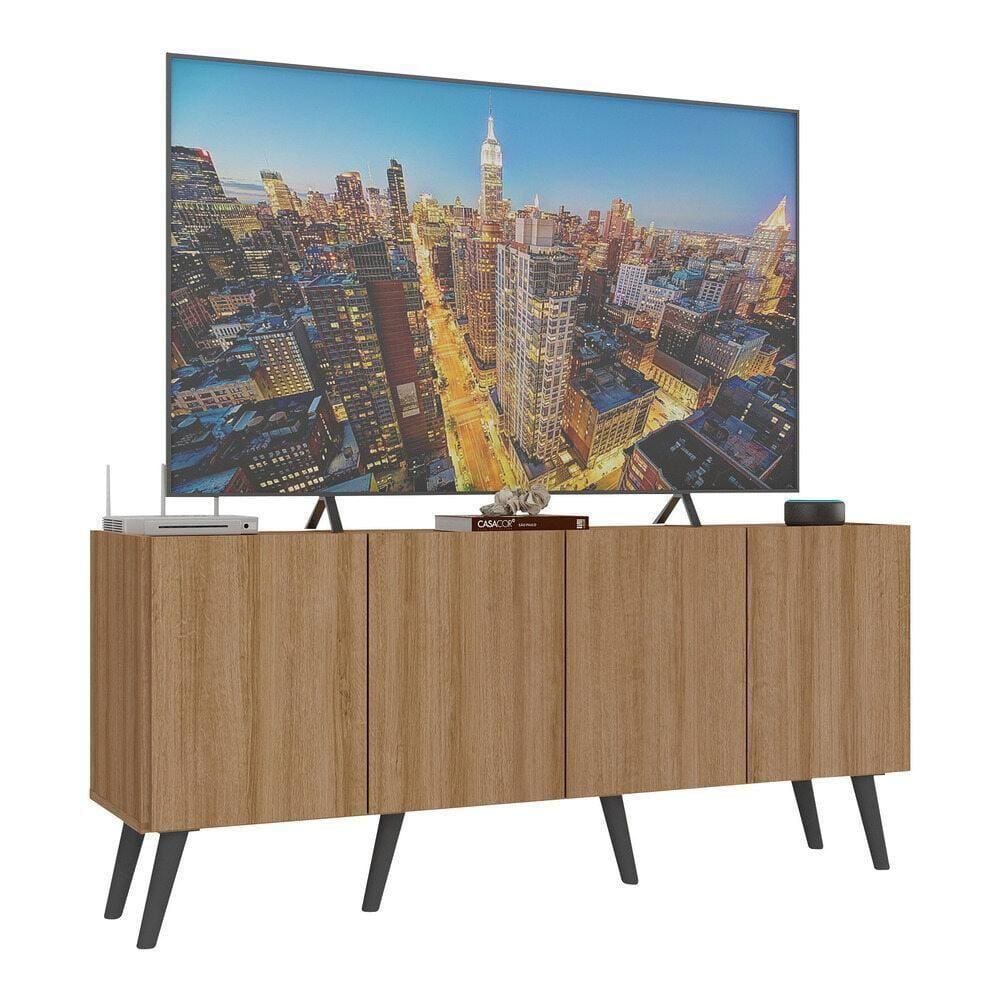 Rack Retrô Para Tv Até 50 Polegadas Com Mp1071 Rustic preto