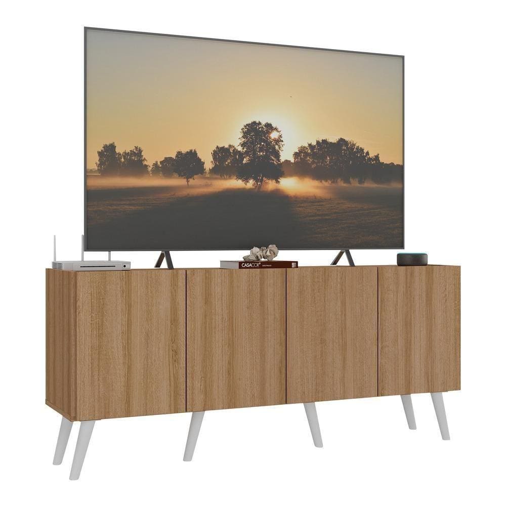 Rack Retrô Para Tv Até 50 Polegadas Com Mp1071 Rustic branco