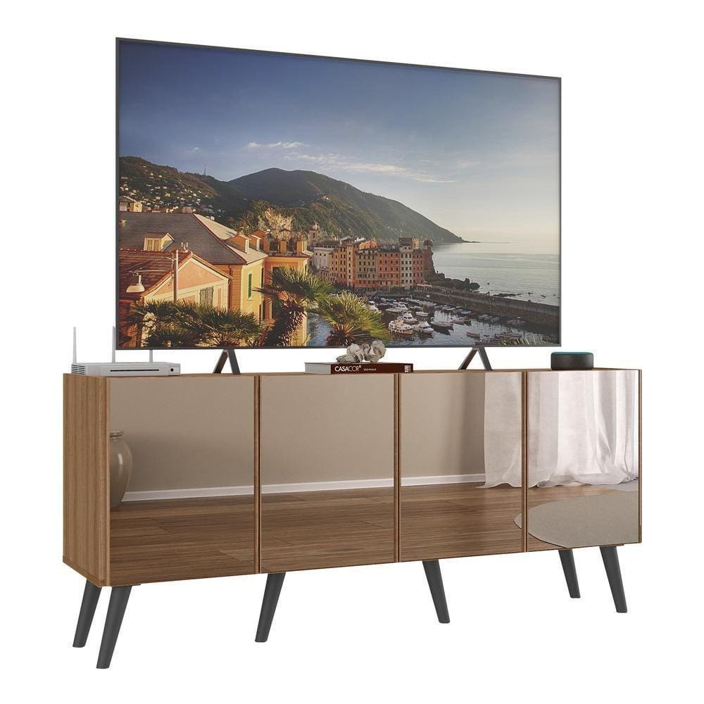Rack Tv Até 50 Polegadas Retrô Com Espelhos Mp1082 Rustic preto