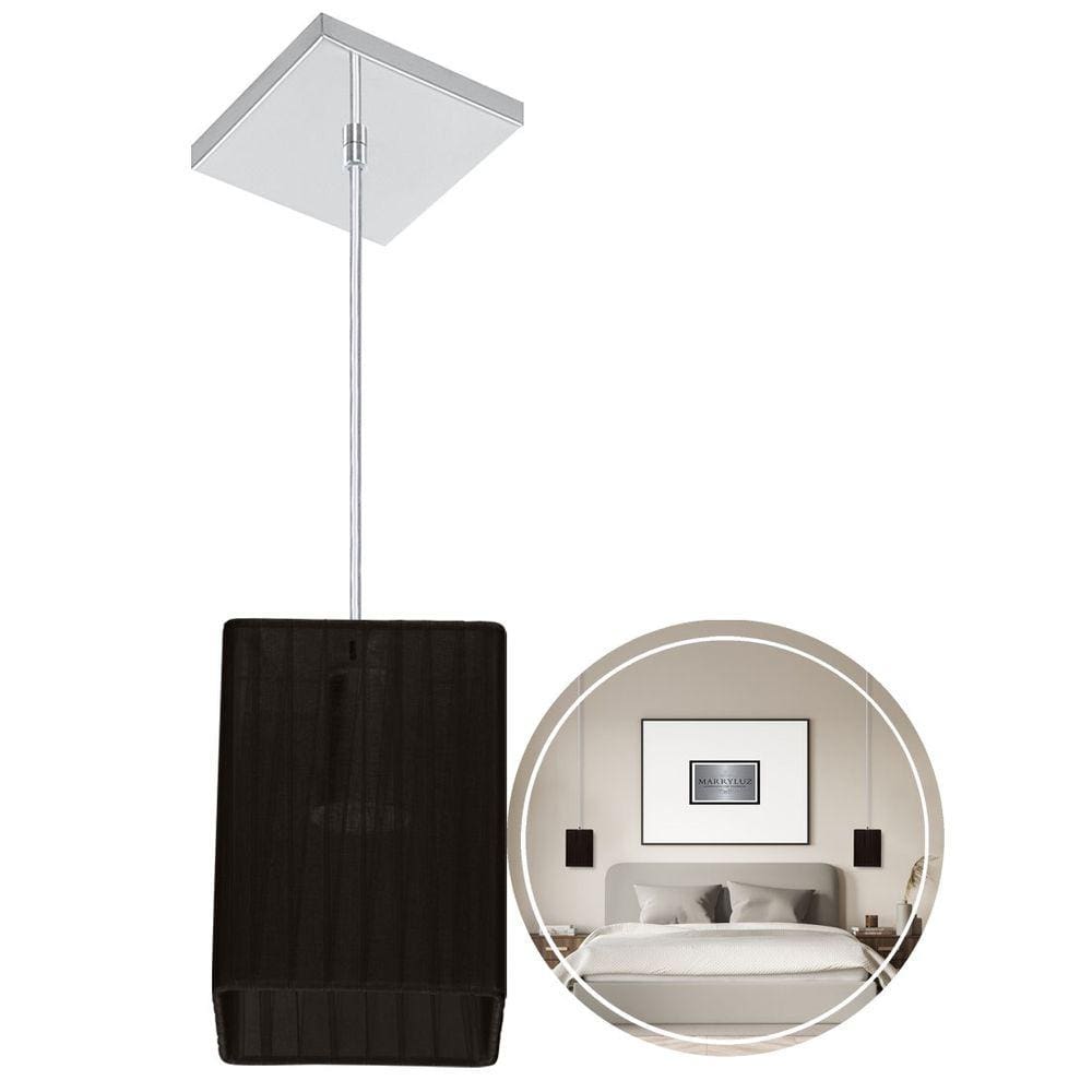 Lustre Pendente De Cupula Quadrada Organza Marrom