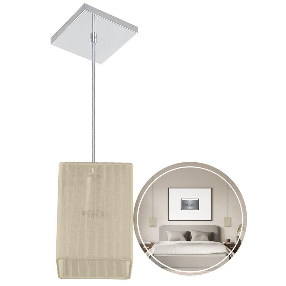 Lustre Pendente De Cupula Quadrada Organza Bege