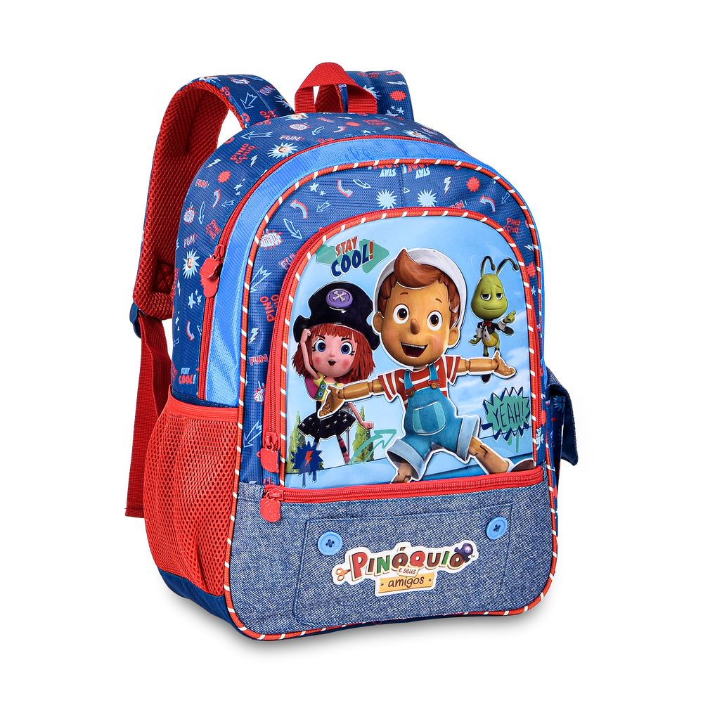 Mochila De Costas Grande 40cm Infantil Pinóquio e Seus Amigos Clio PC23151J