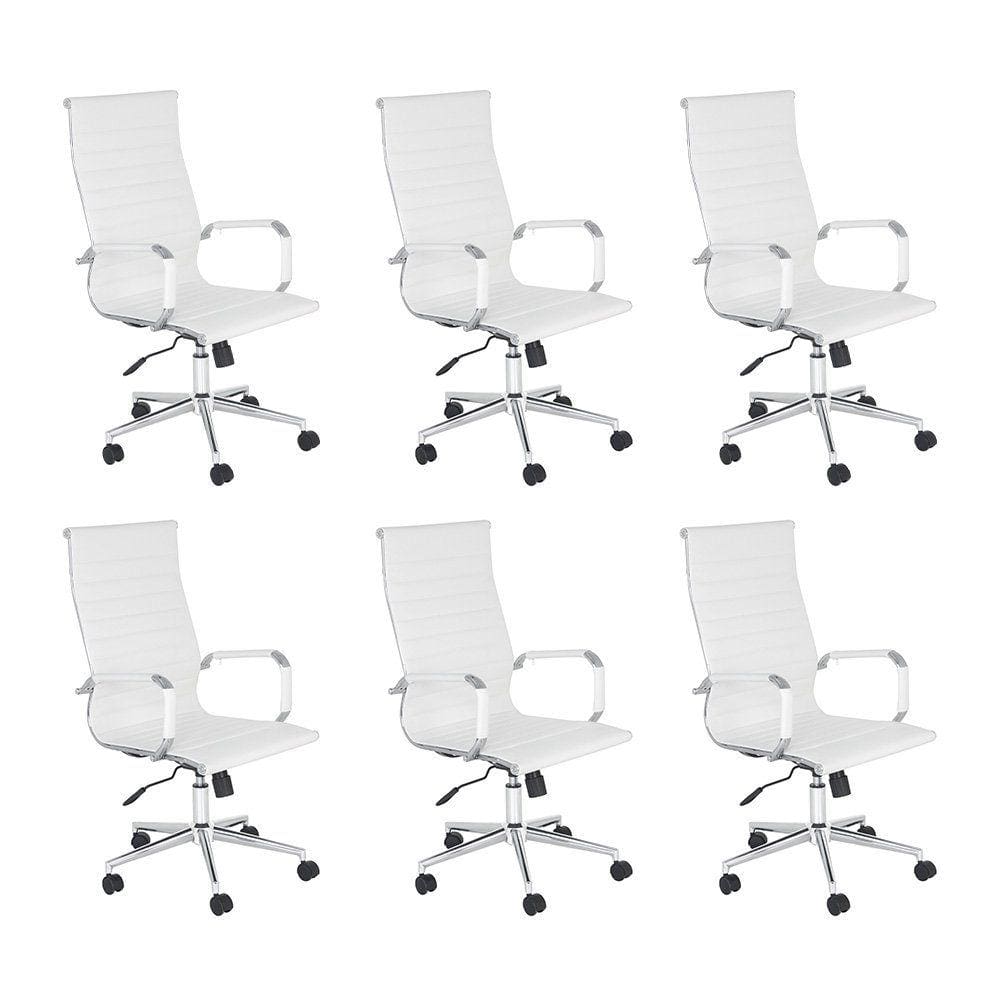 Kit 6 Cadeiras escritório Esteirinha Diretor Home office - Preto