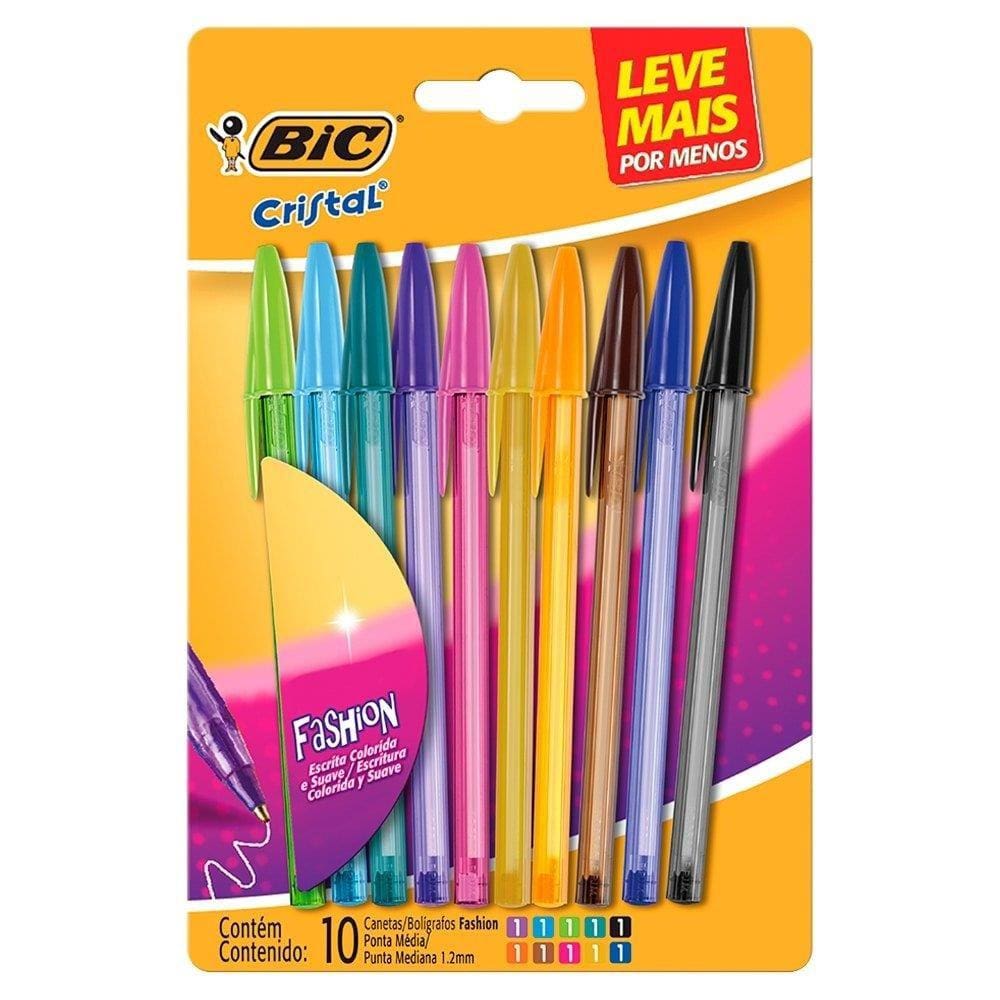 Caneta Bic Fashion Desliza+ - Embalagem com 10 Unidades