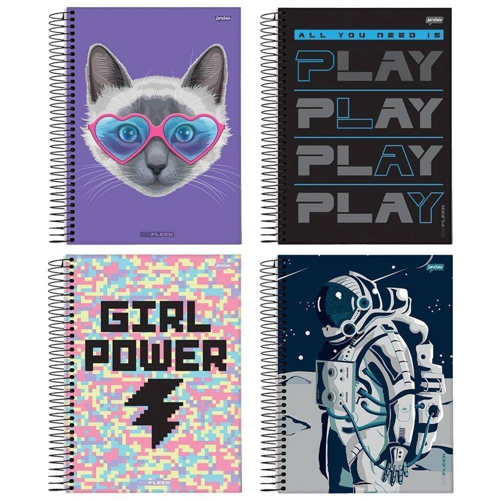 Caderno Jandaia Espiral Universitário | Capa Flexível 01 Matéria On Fleek 96 Folhas - Embalagem com 10 Unidades