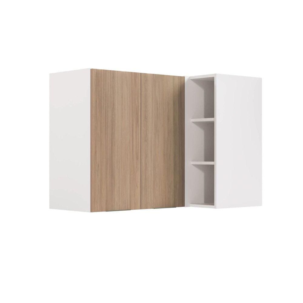 Armário Aéreo de Canto Reto Ipanema Cabecasa Madeiramadeira Acácia/Branco