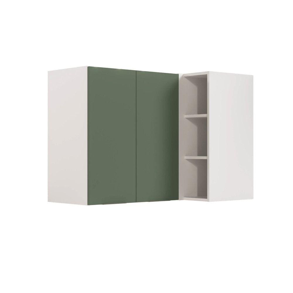 Armário Aéreo de Canto Reto Ipanema Cabecasa Madeiramadeira Verde Folha/Branco