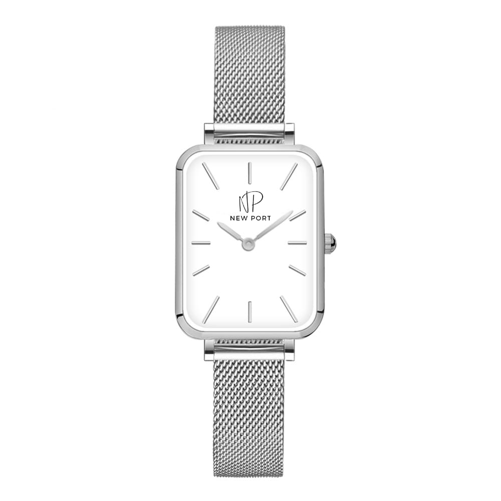 Relógio Prata Quadrado Feminino Elegante Fino Analógico Minimalista