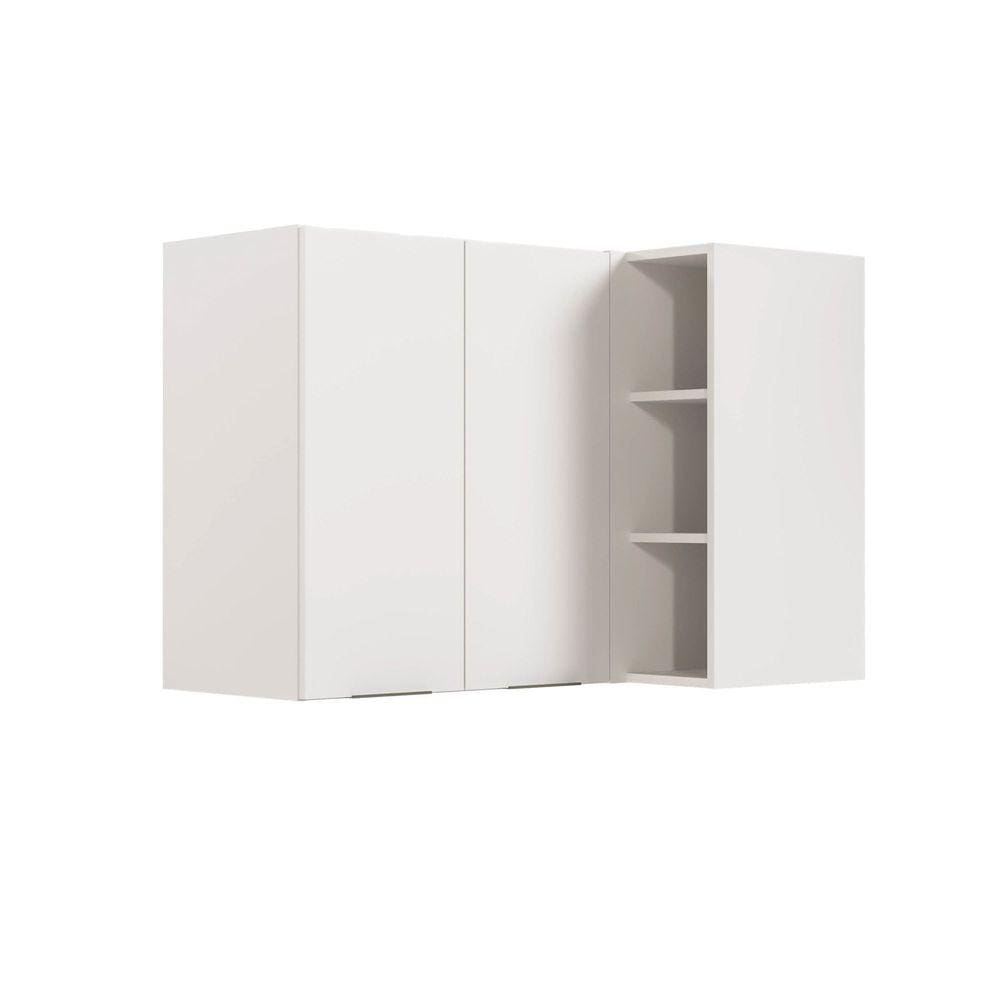 Armário Aéreo de Canto Reto Ipanema Cabecasa Madeiramadeira Branco/Branco