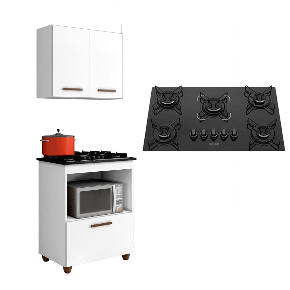 Kit Cozinha Balcão Armário Salvia e Cooktop 5 Bocas Itatiaia