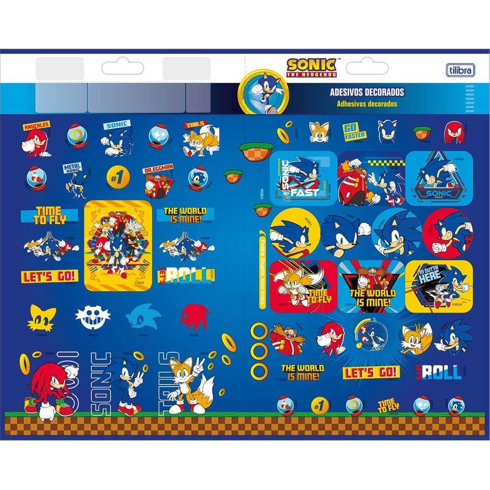 Adesivo Duplo Decorado Sonic Tilibra
