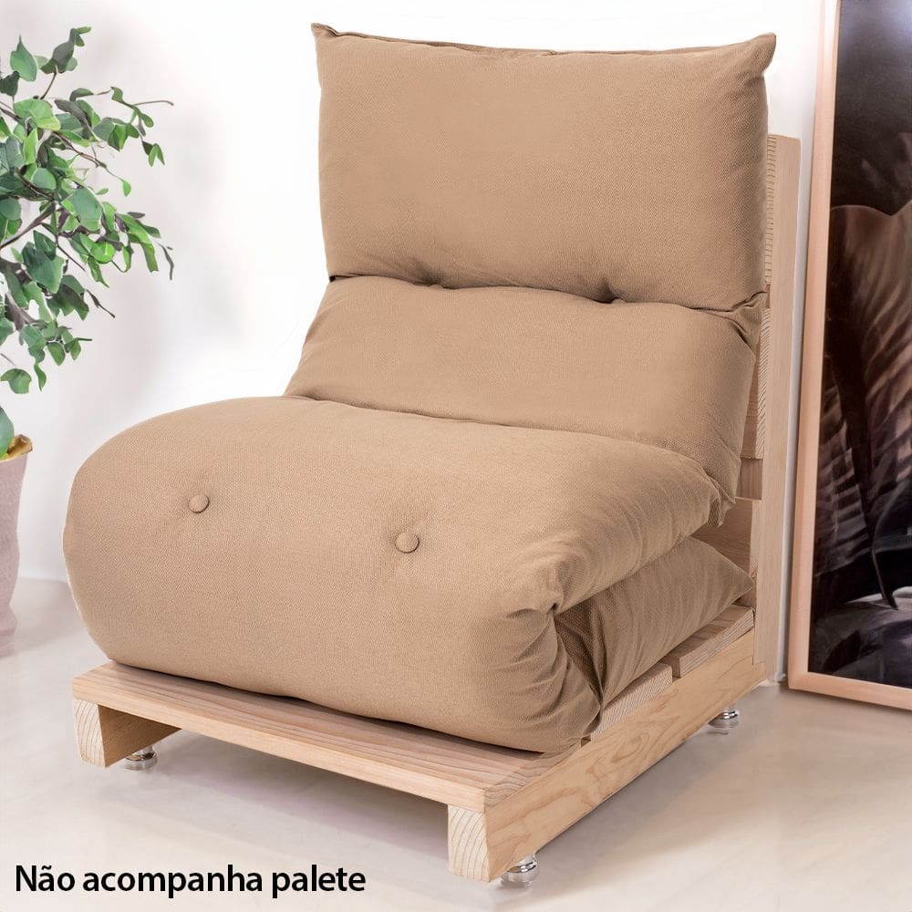 Futon de Espuma Almofada Dobrável Solteiro Bege 170x60cm - BF Colchões