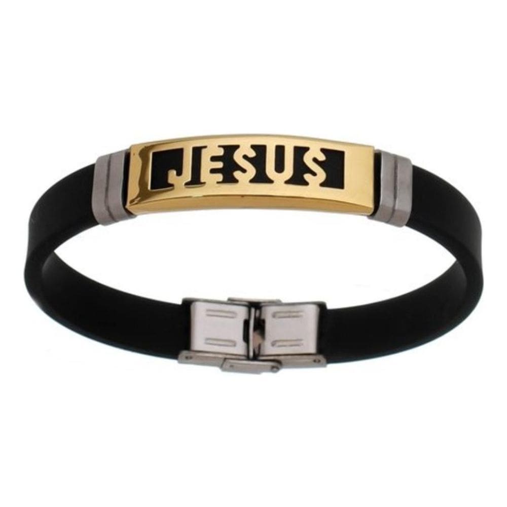 Pulseira Silicone E Aço Inox Masculina Jesus Premium Quality