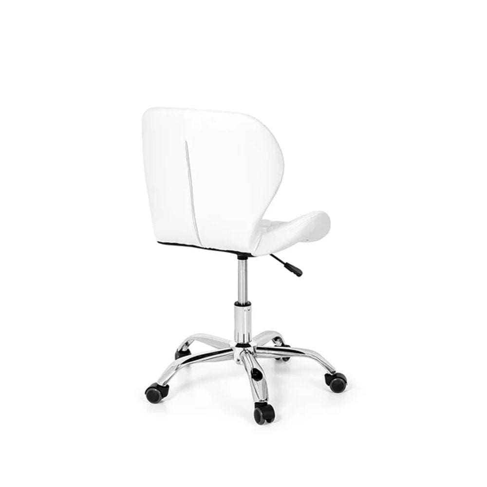 Cadeira Office Eiffel Slim Base Giratória | Branca - Cromada