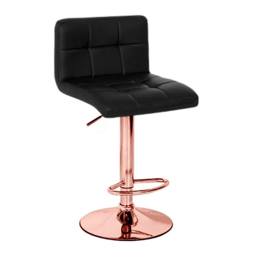 Banqueta Giratória Gomos - Preta | Alta - Rose Gold