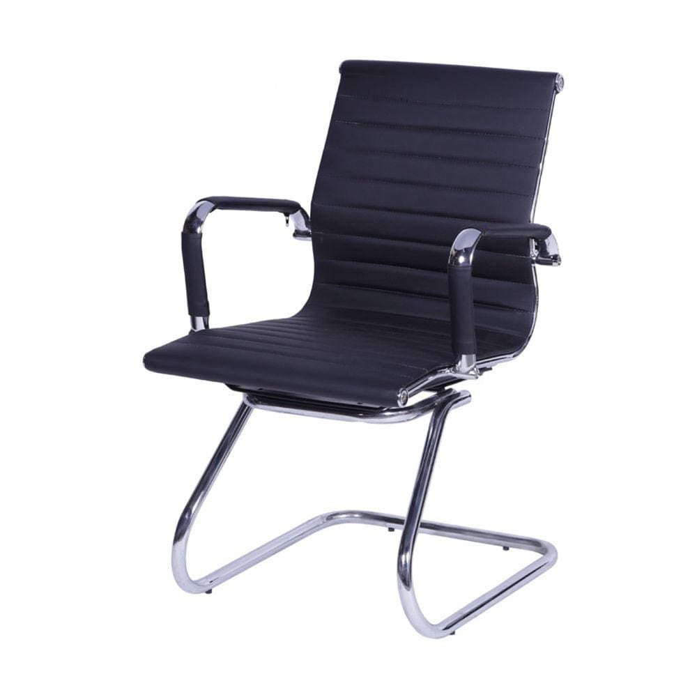 Cadeira De Escritório Eames Preta - Fixa | Cromado