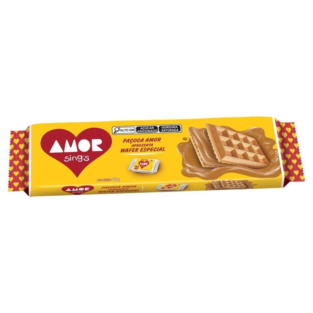 Biscoito Wafer Especial Amor Sing`s Recheio Paçoca 80g