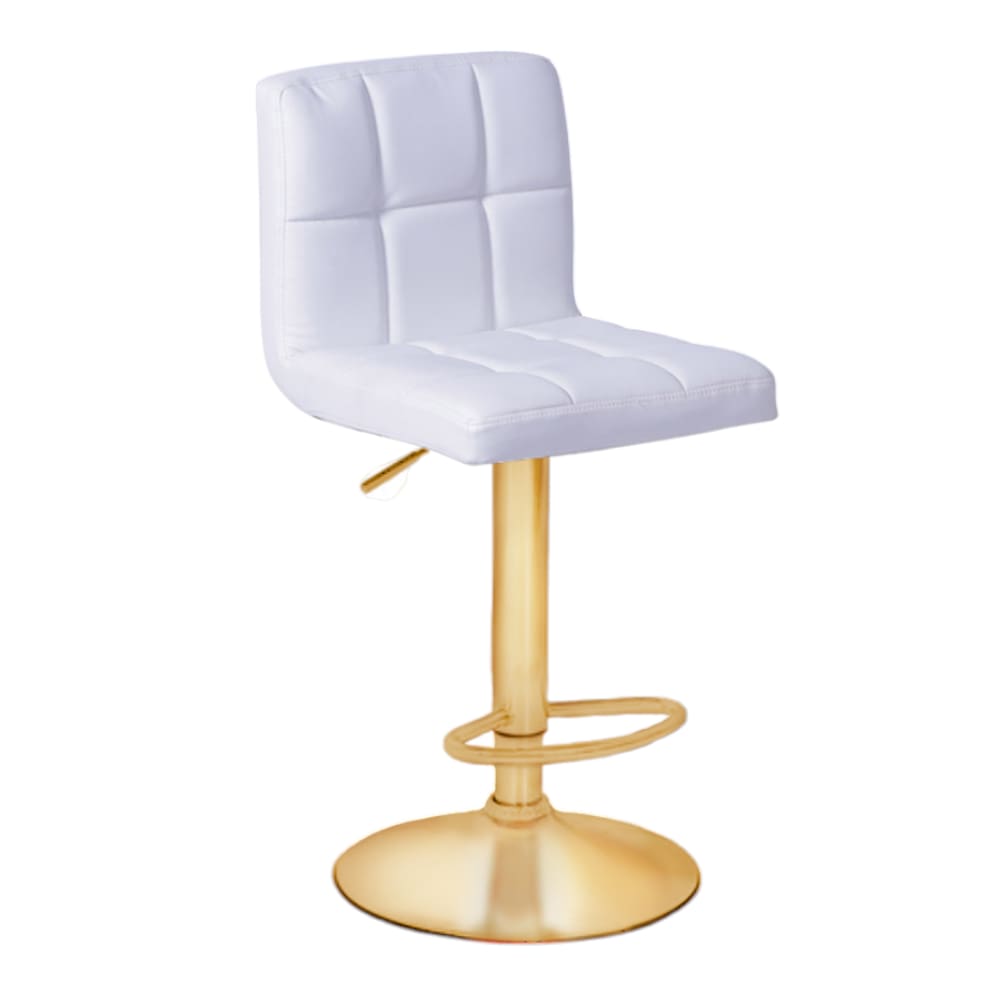 Banqueta Giratória Confort- Branca | Dourado Matte