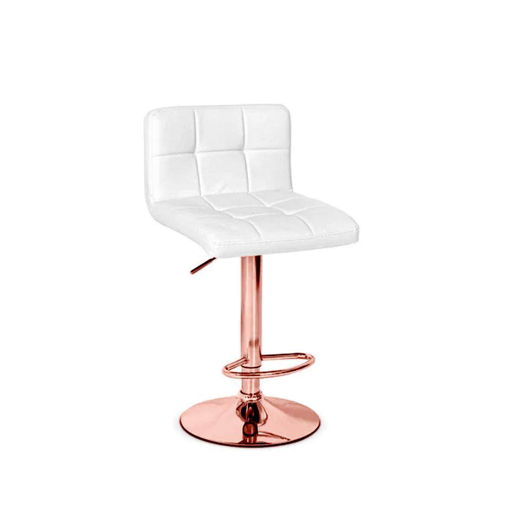 Banqueta Giratória Confort- Branca | Rosé Gold