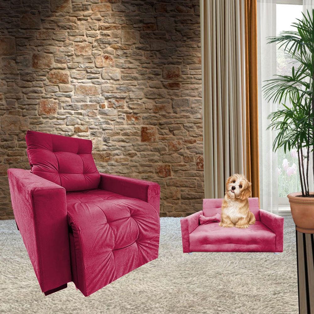 Poltrona Retrátil e Reclinável Do Papai Sofia Quarto Sala Mais Sofazinho Pet Bob Vermelho