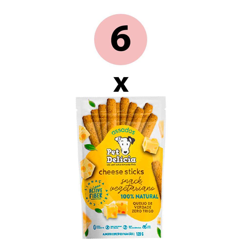KIT 6 Petisco Pet Delícia Cães Cheese Sticks 120g