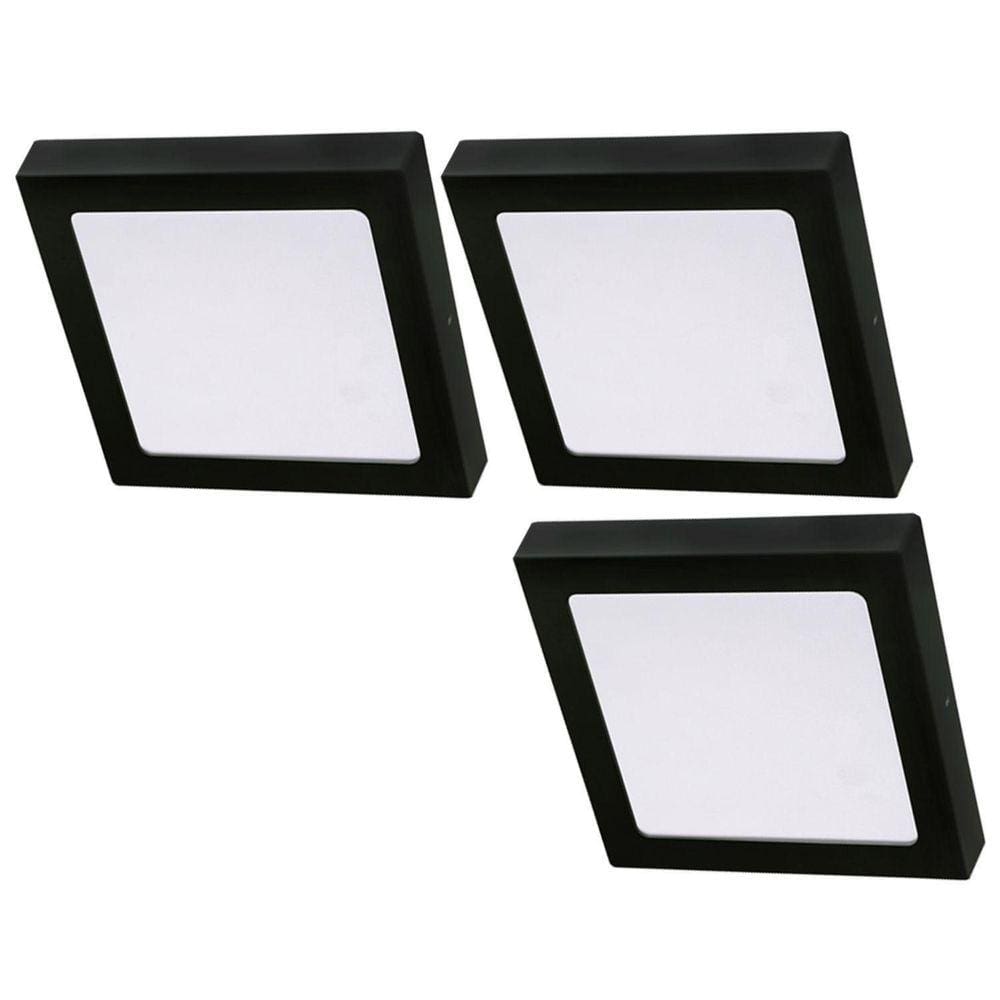 Kit 3 Luminária Led 12w Branco Neutro 4000K 16x16 Quadrado